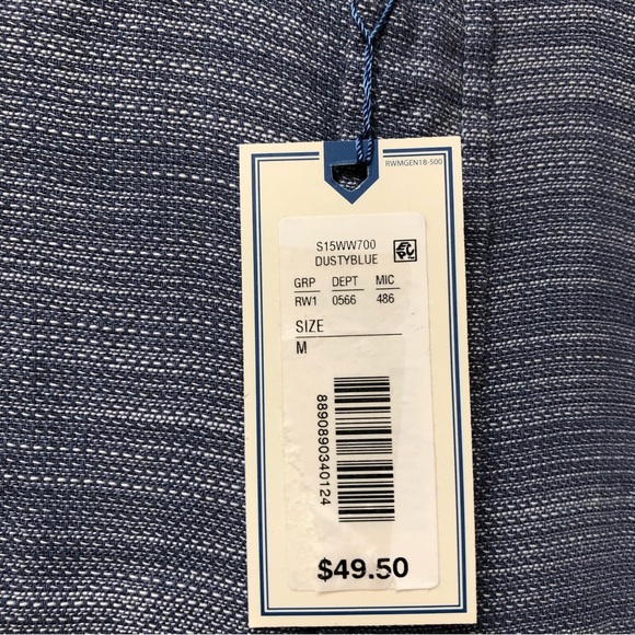NWT ROWM Mens long sleeve woven blue button down cotton M - Picture 6 of 10